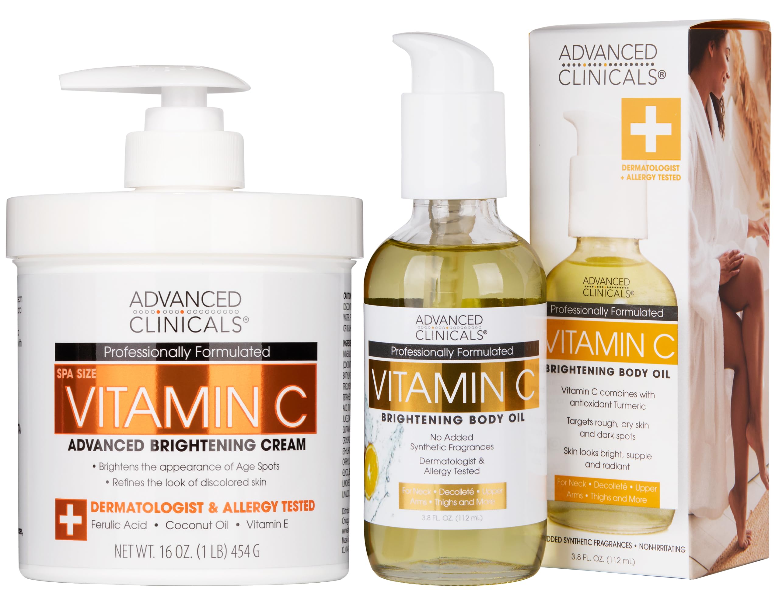 Advanced Clinicals Vitamin C Cream Moisturizer pump bottle delivers radiant hydration