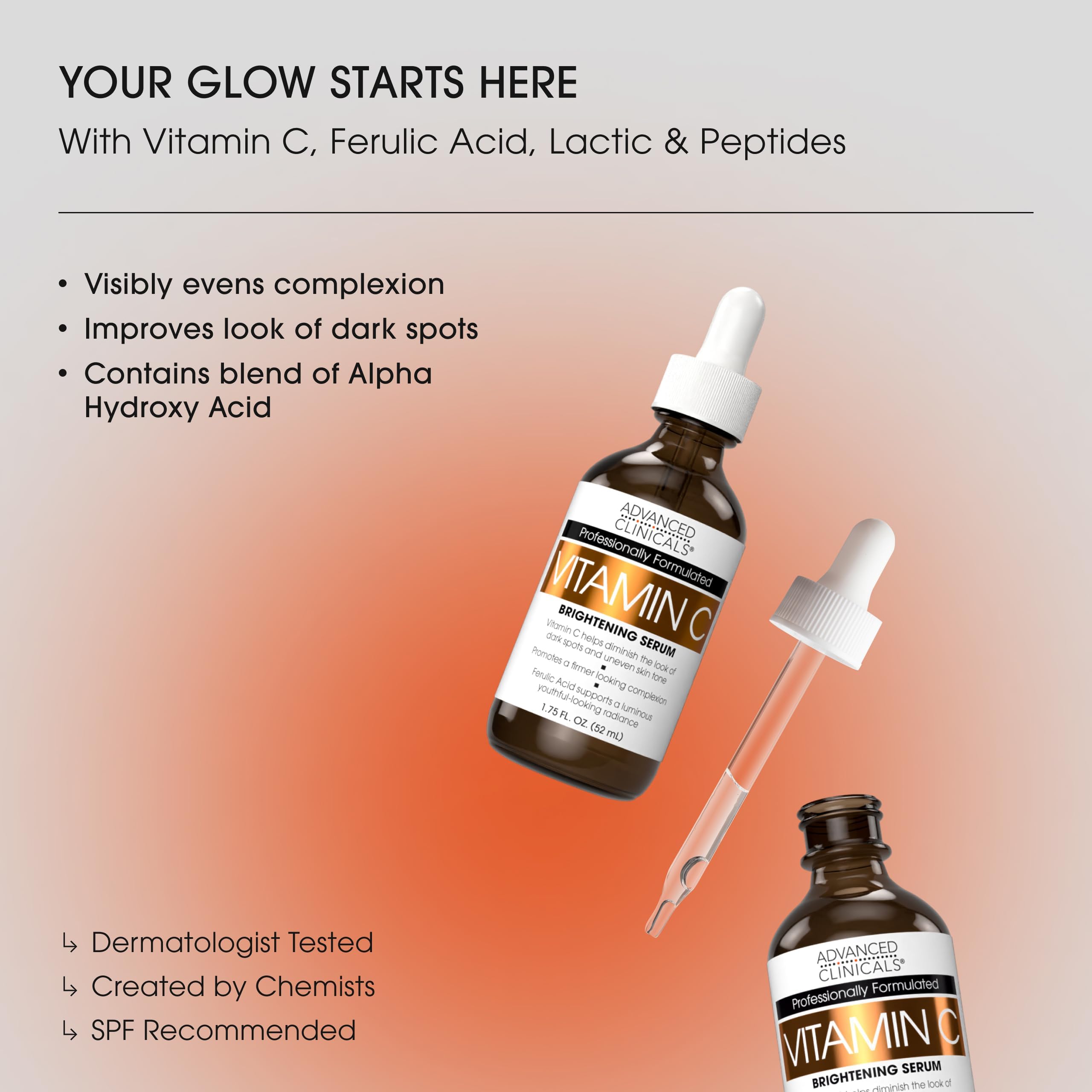 Advanced Clinicals vitamin c serum being applied reveals lightweight gel texture for hydration