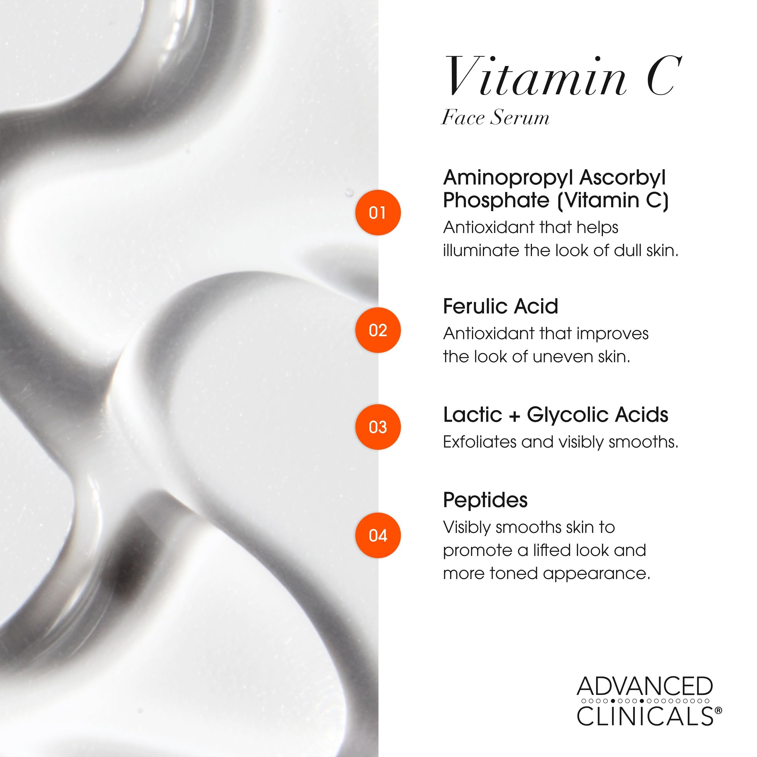 Advanced Clinicals serum on dull skin suggests a more even-looking complexion
