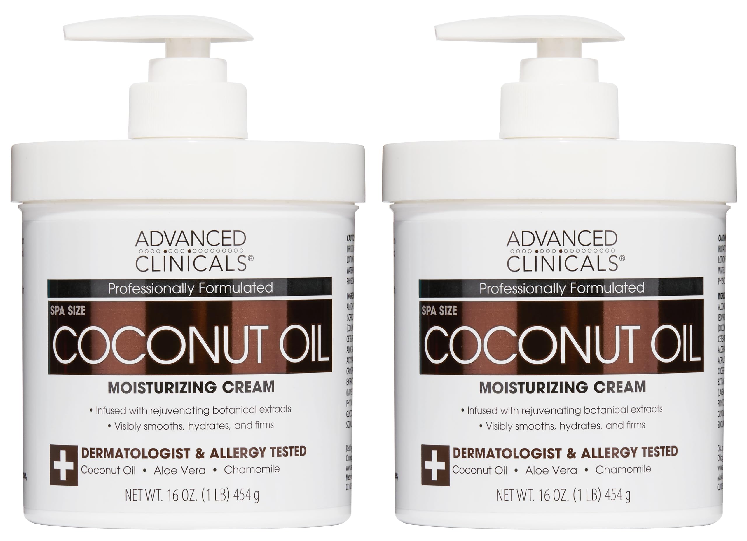 Advanced Clinicals Coconut Oil Body Cream bottle close-up showing hydrating formula for dry skin.