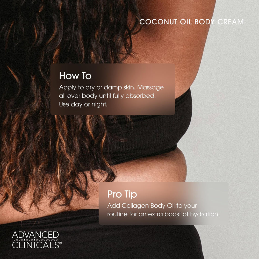 Advanced Clinicals Coconut Oil Body Cream two-pack display for everyday hydration.