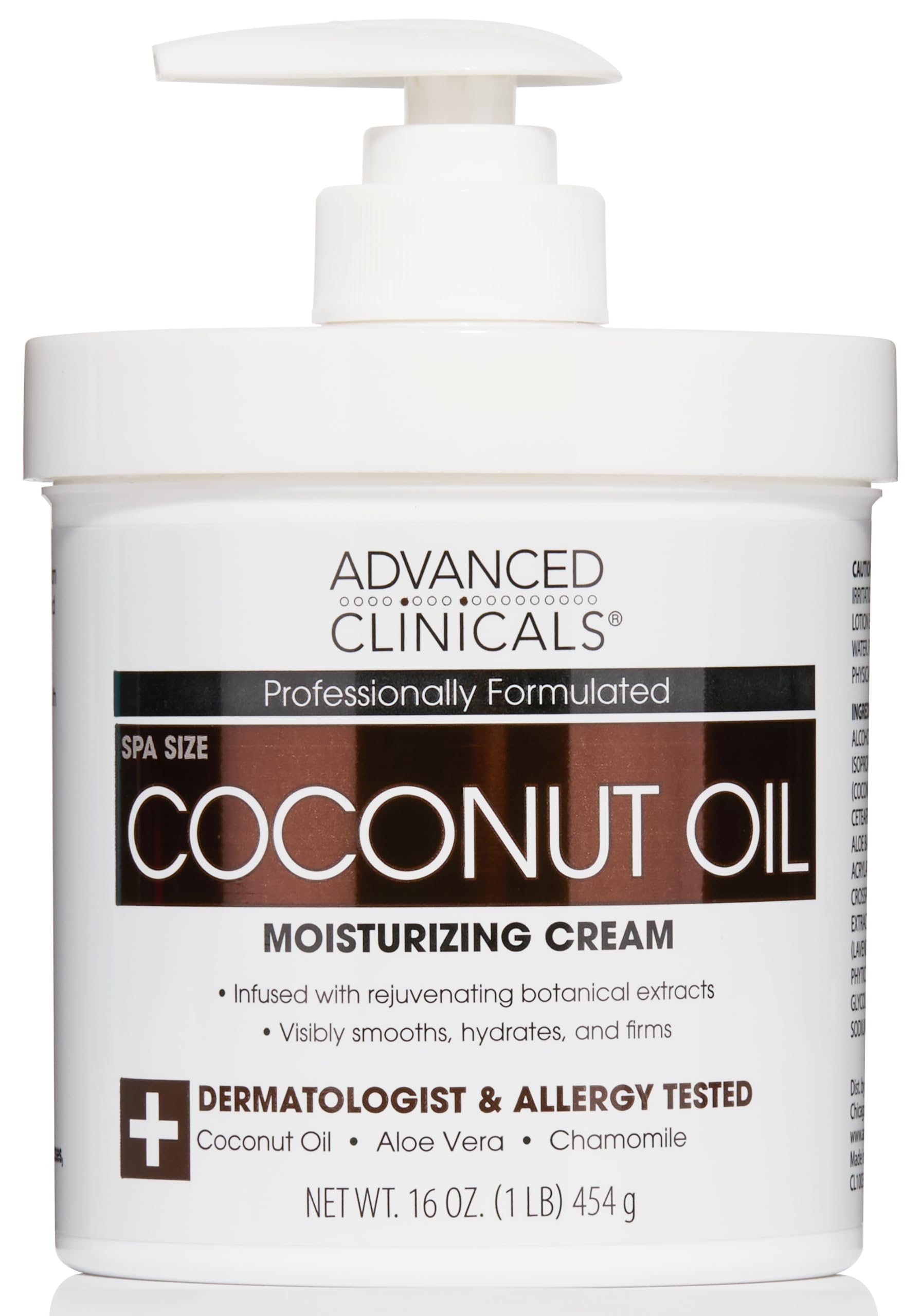 Advanced Clinicals coconut oil body cream jar for rich hydration.