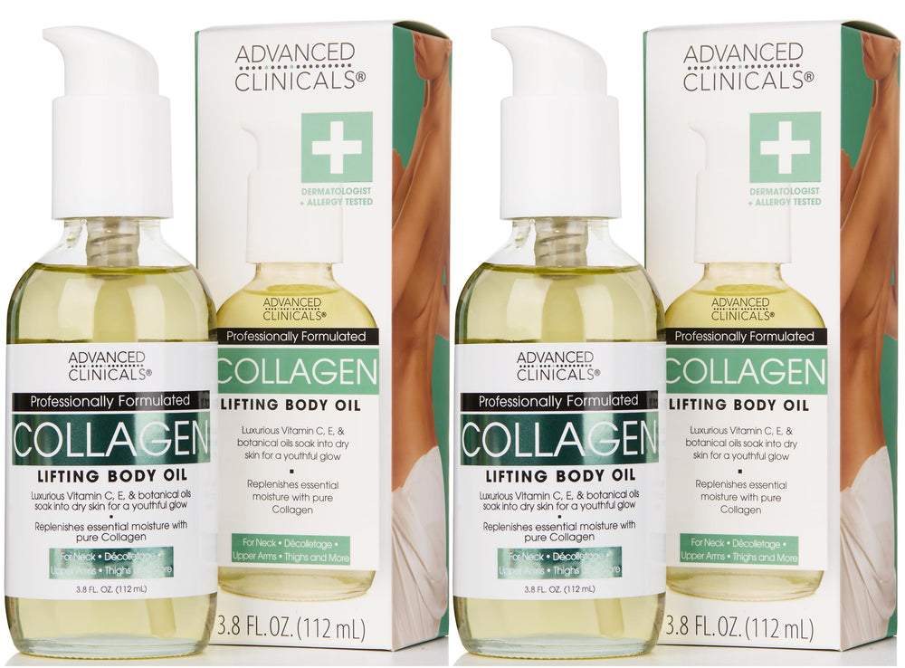 Advanced Clinicals collagen oil bottle visual for daily hydration and radiant skin.