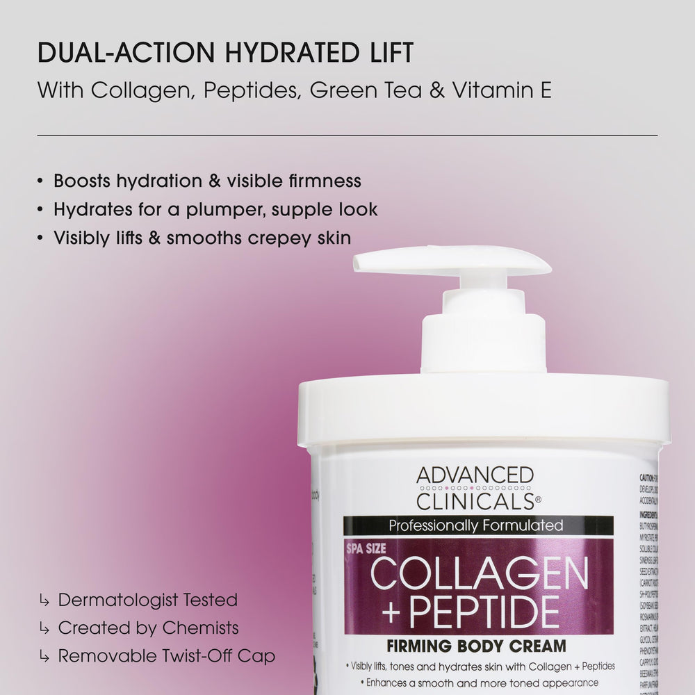 Advanced Clinicals Collagen Peptides Body Lotion being applied for smooth moisture