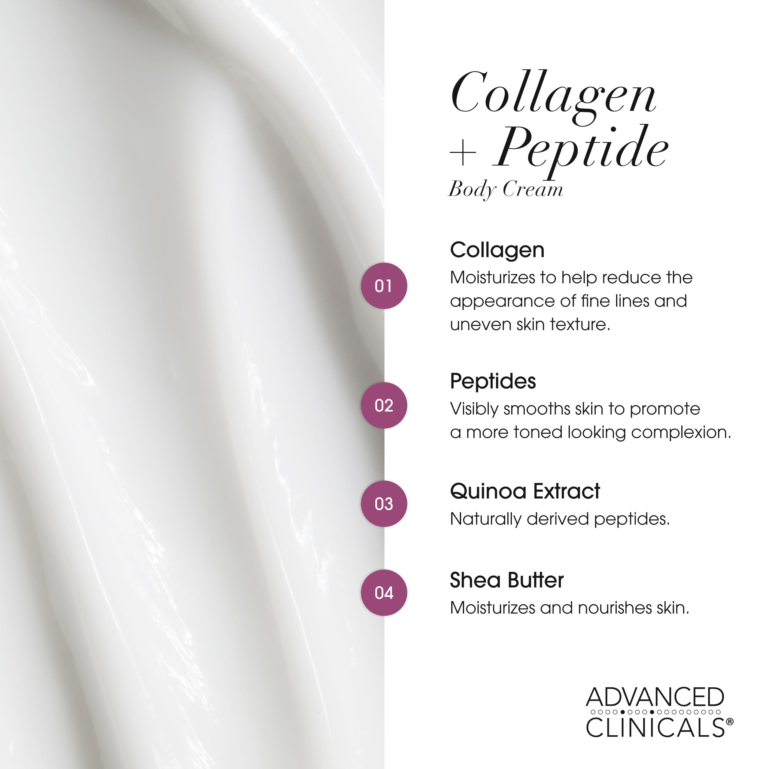 Advanced Clinicals Collagen Peptides green tea and vitamin E ingredients close-up