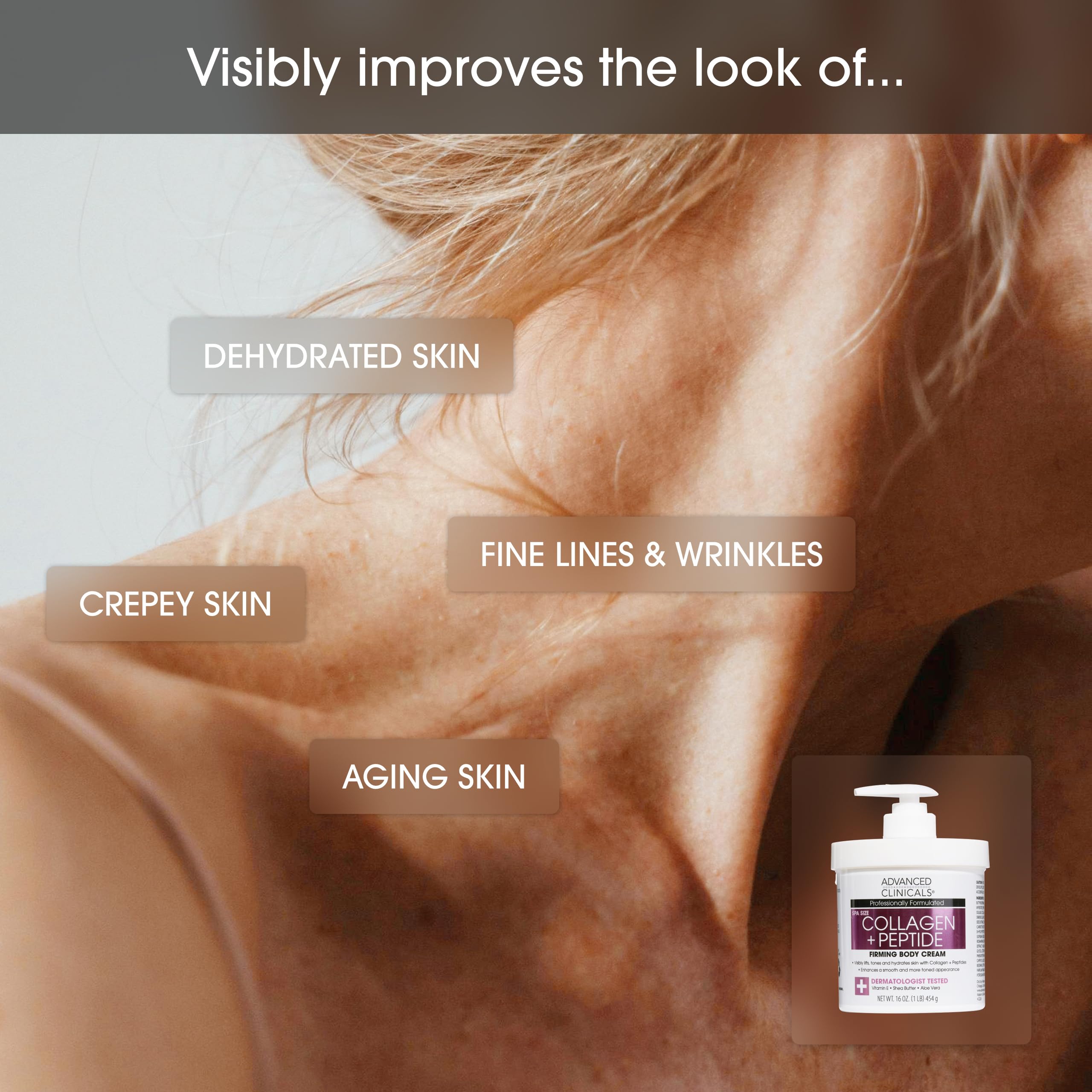 Advanced Clinicals Collagen Peptides with shea butter and quinoa seed nourish skin