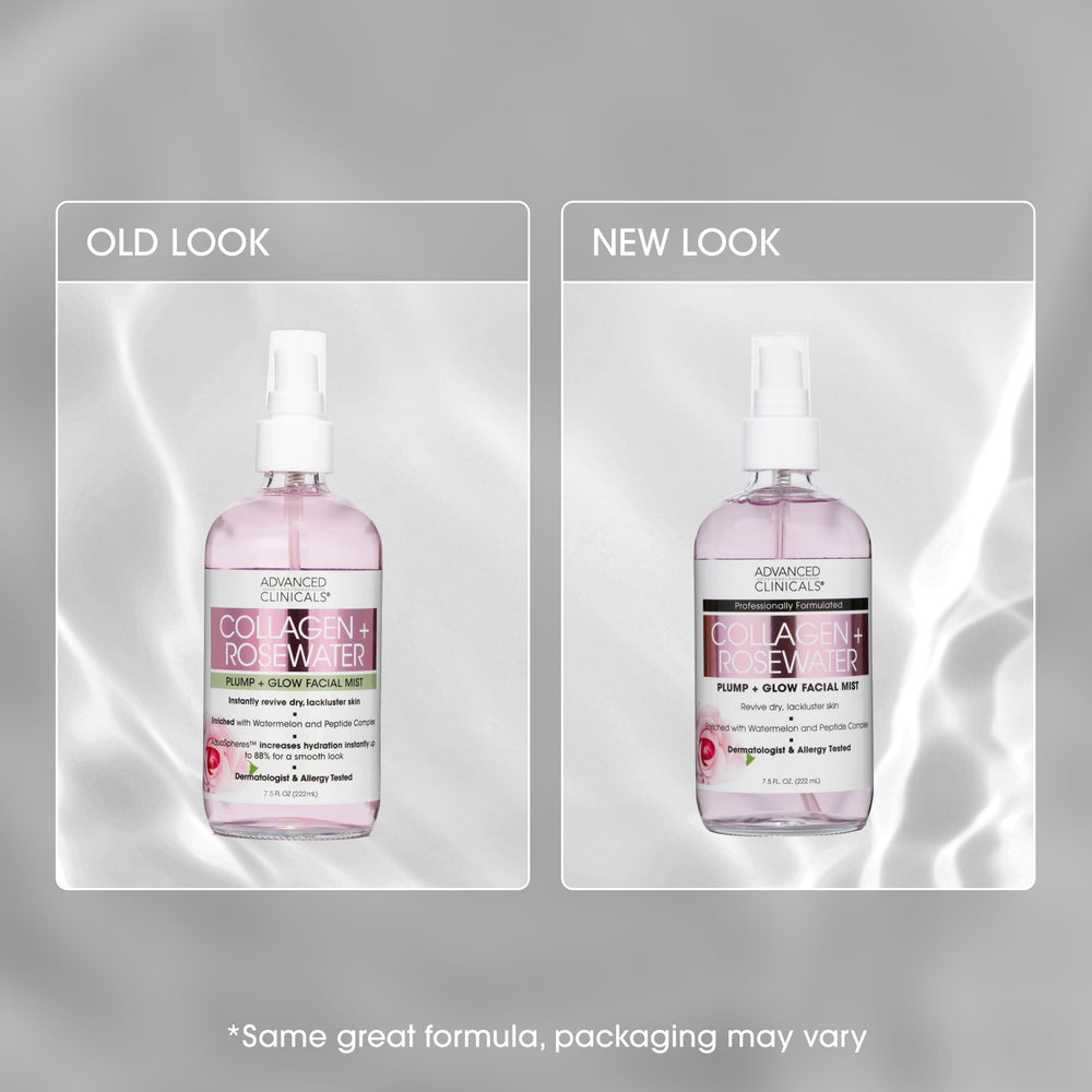 Advanced Clinicals Collagen Rosewater Face Mist swirl ambience suggests refreshing daily ritual.