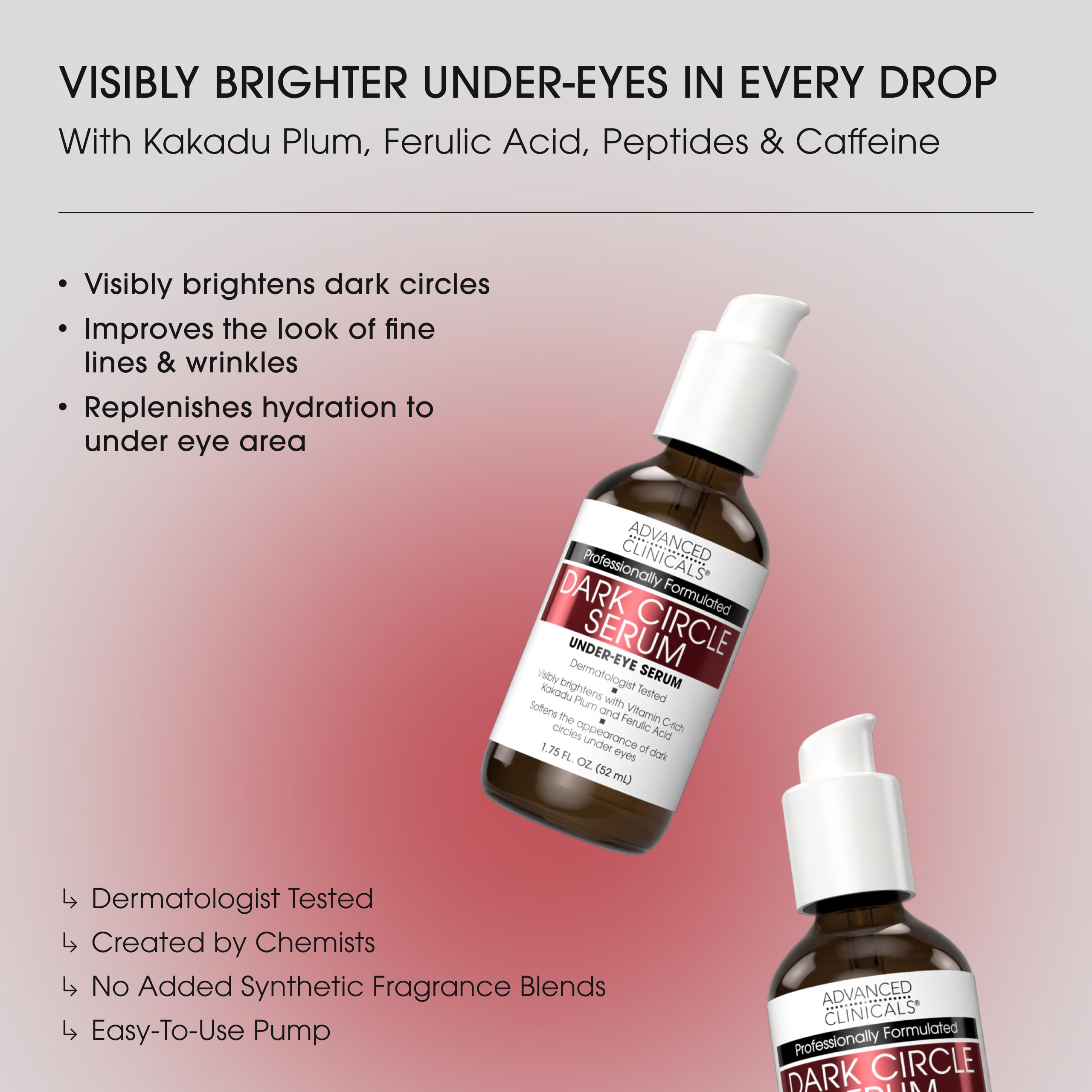 Advanced Clinicals dark circle caffeine under eye serum dropper close-up demonstrates precise application