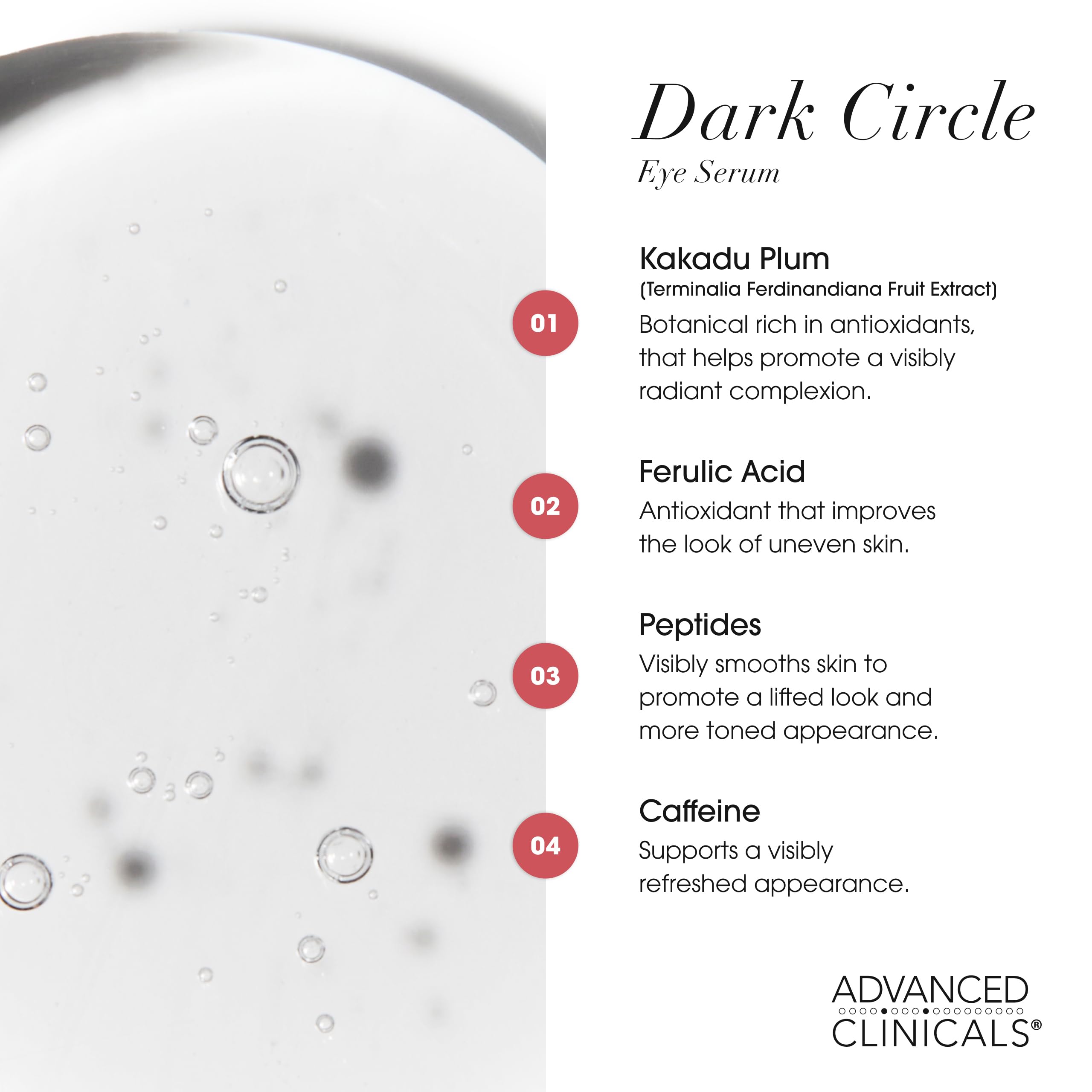Advanced Clinicals dark circle caffeine under-eye serum under-eye area close-up suggests refreshed appearance