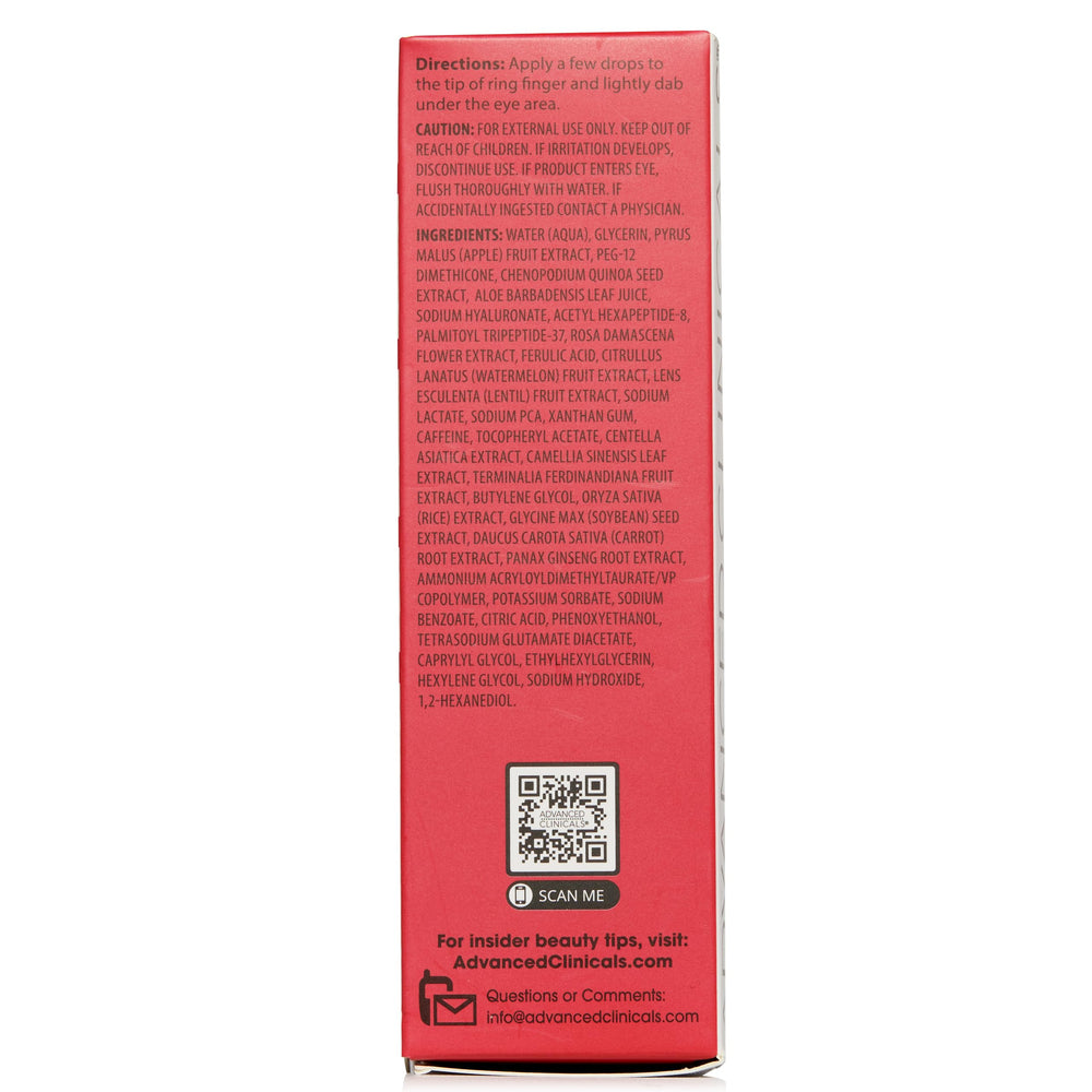 Advanced Clinicals vitamin C boost near the bottle suggests radiance around the eyes