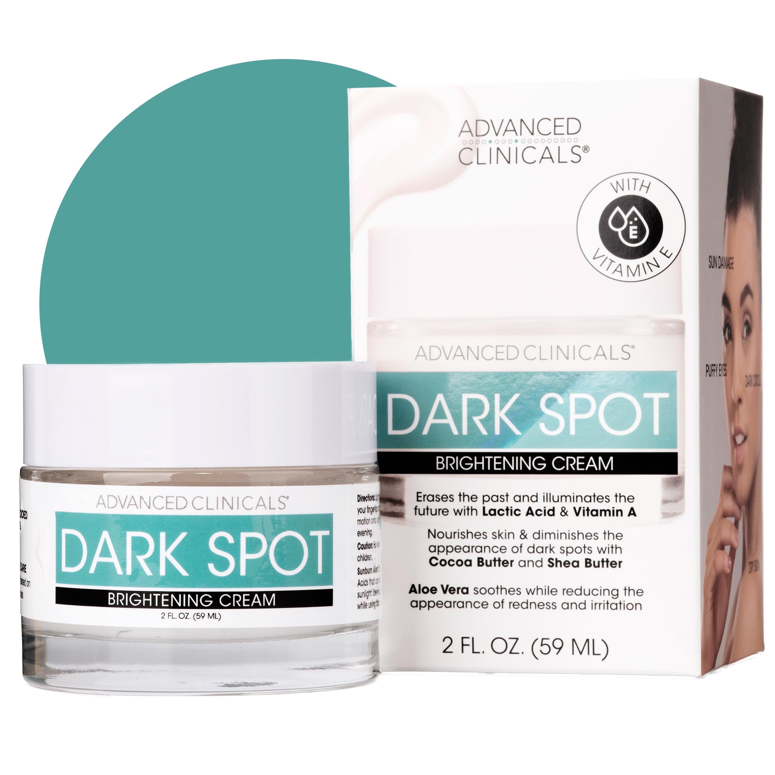 Advanced Clinicals Dark Spot Face Cream jar shows rich hydration for smoother skin