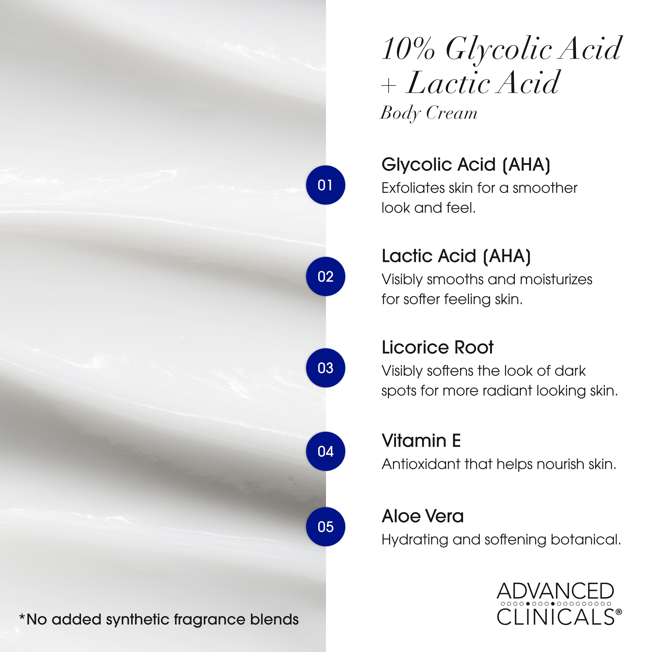 Advanced Clinicals dermatologist-tested logo emphasizes science-backed formulation