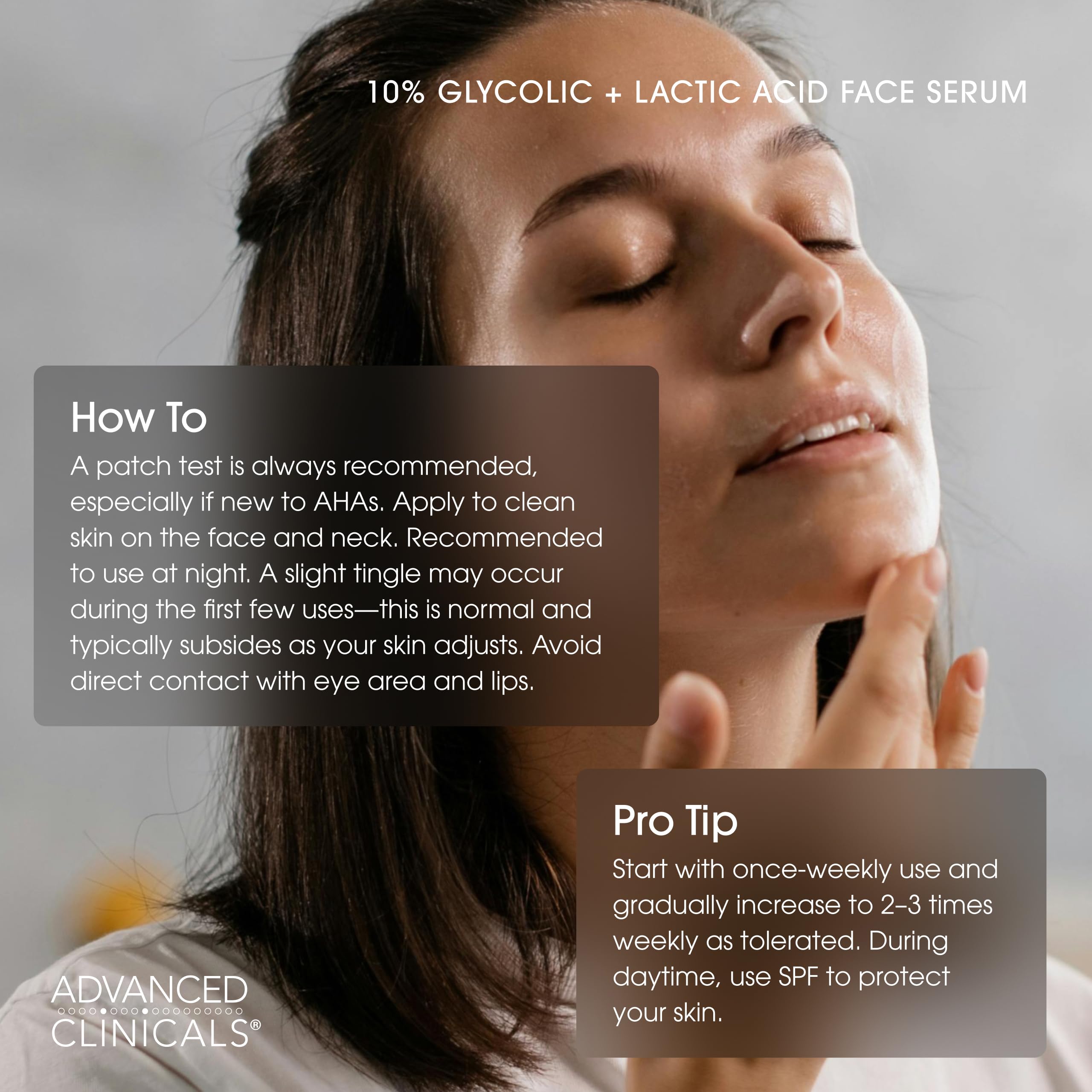 Advanced Clinicals night routine setup with serum bottle on nightstand