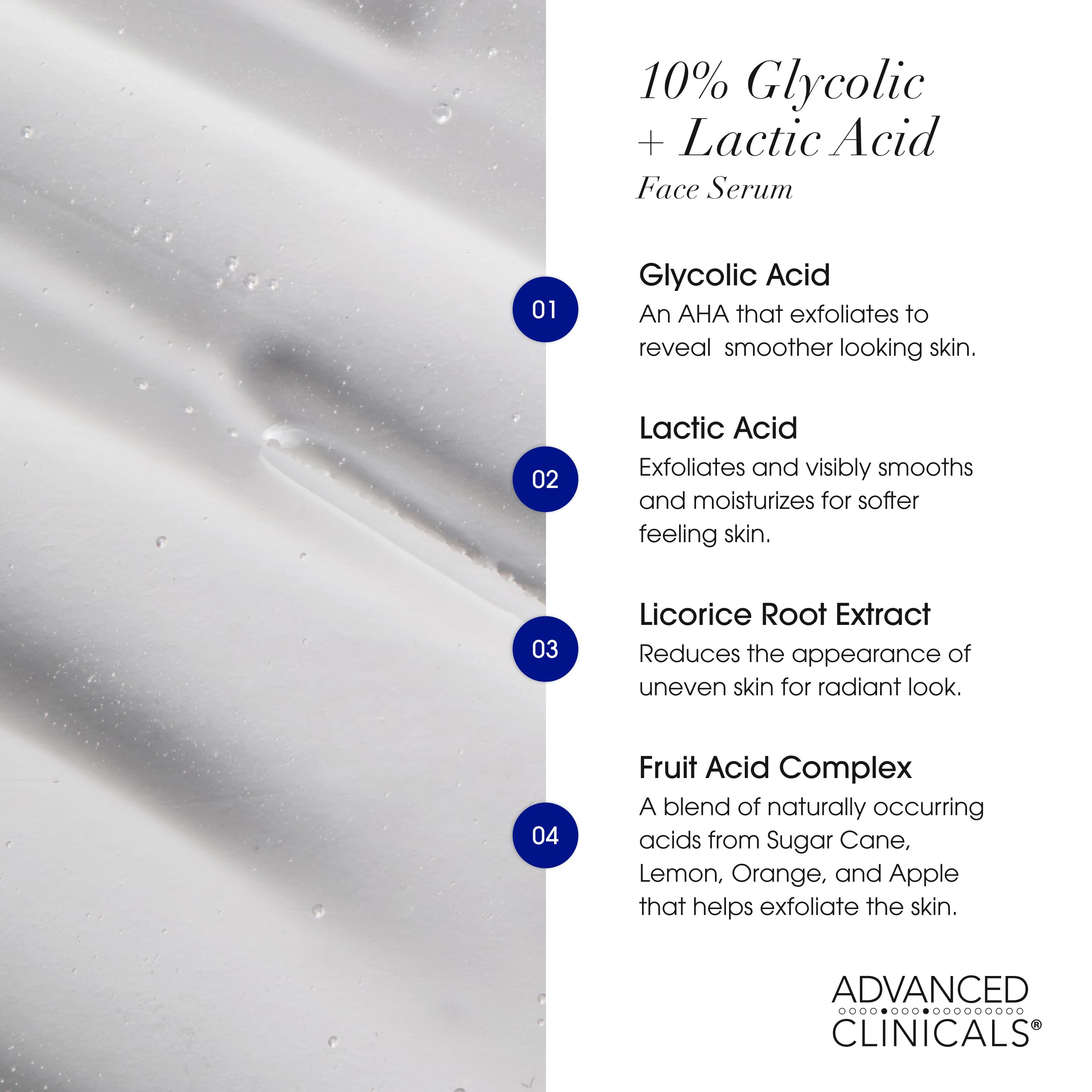 Advanced Clinicals skin texture close-up highlighting refined pores