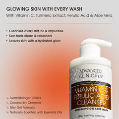 Advanced Clinicals Gentle Vitamin C Face Wash foamy lather closeup with hydrating feel.
