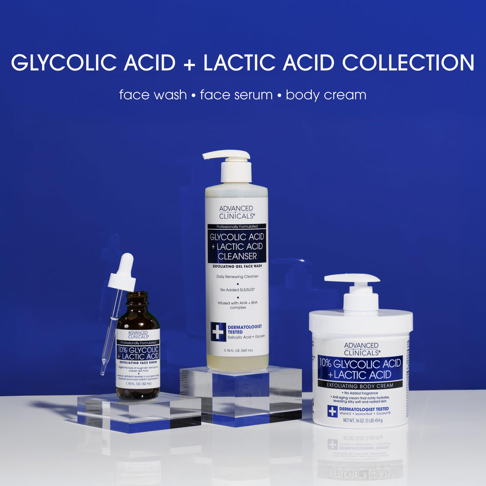 Advanced Clinicals glycolic face wash foamy-lather demonstrates thorough cleansing and exfoliation.