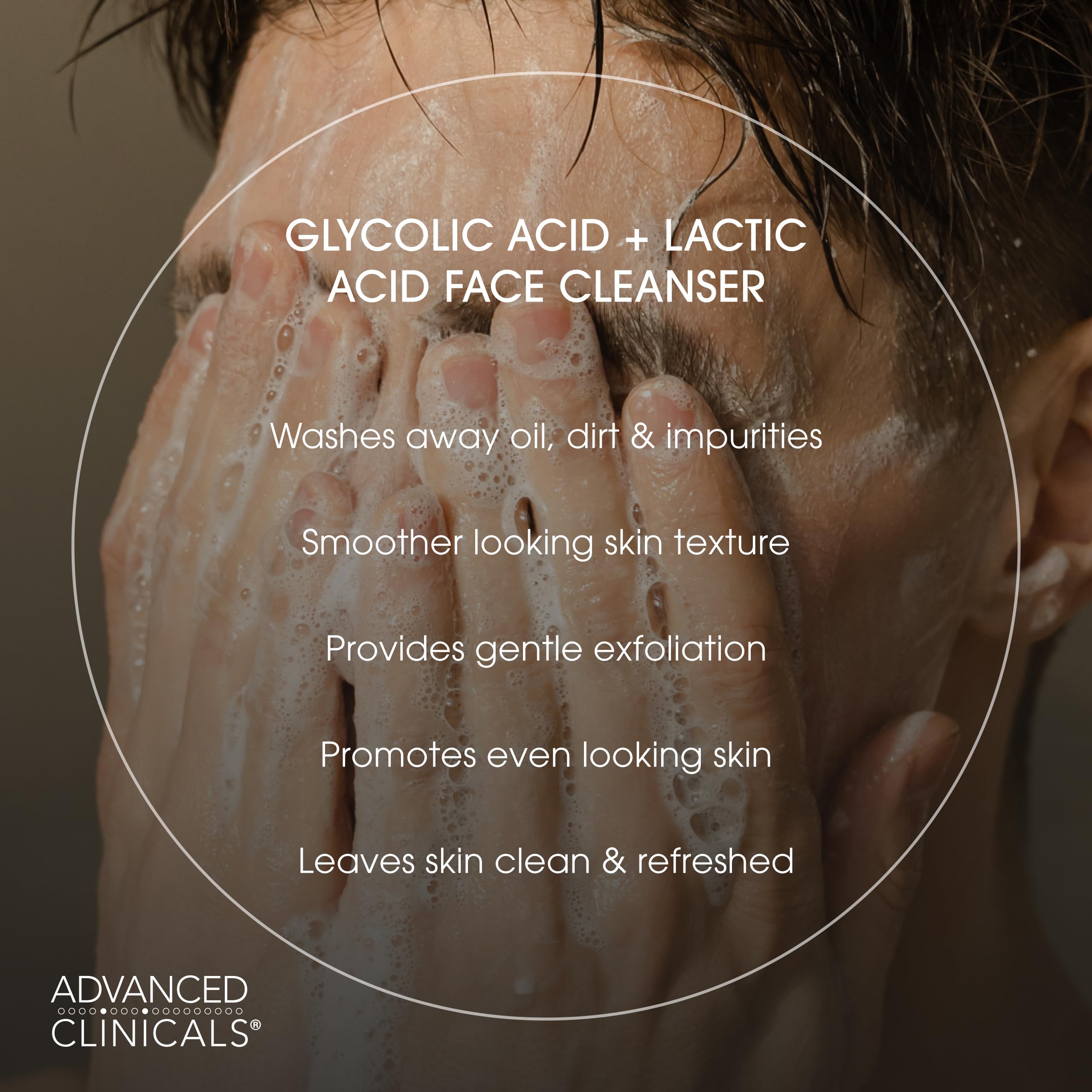 Advanced Clinicals glycolic face wash peppermint oil highlight signals refreshing cleansing ritual.