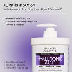 Advanced Clinicals Hyaluronic Acid Body Cream 2-pack box highlighting value.