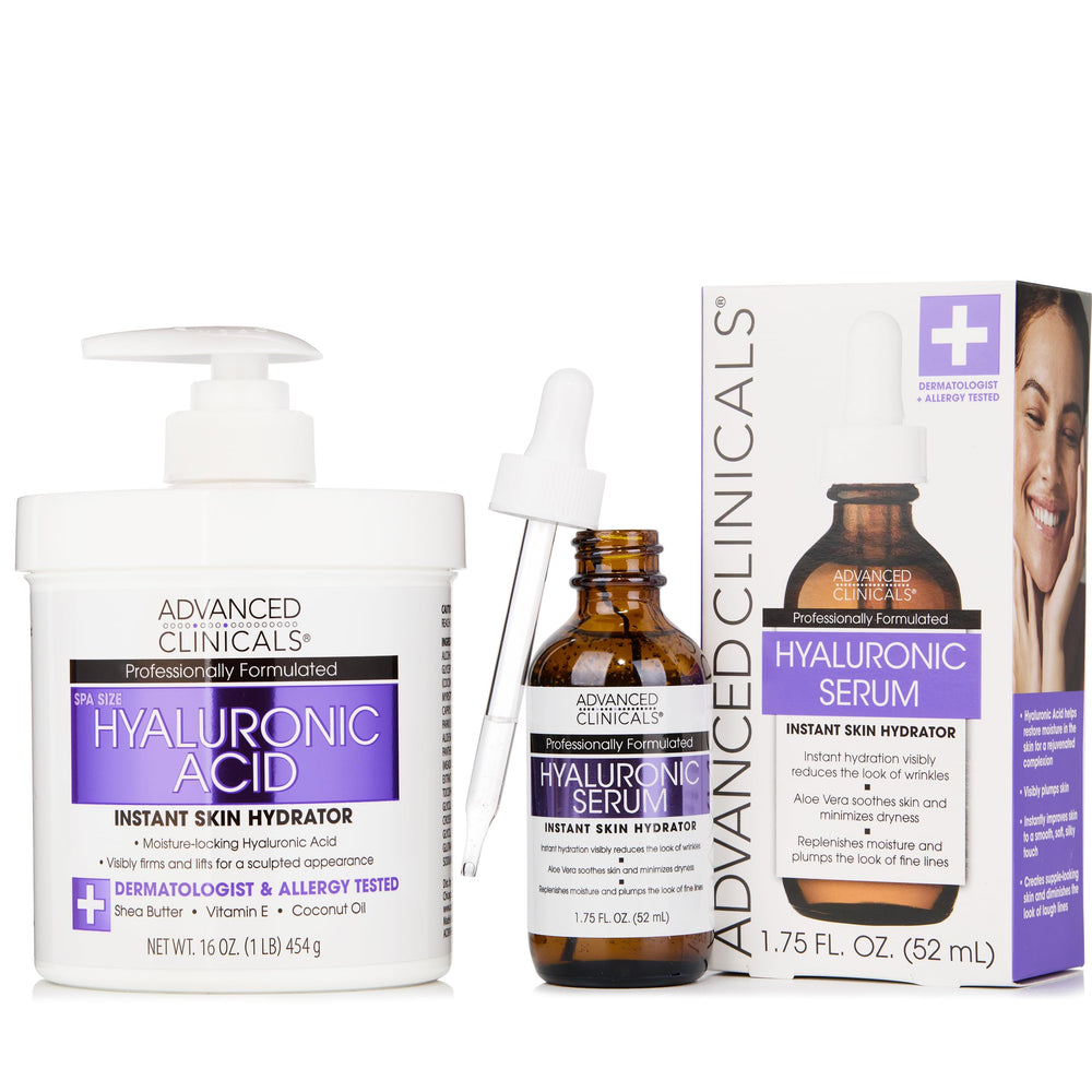 Advanced Clinicals hyaluronic acid body cream jar closeup showing rich texture for hydrated skin.