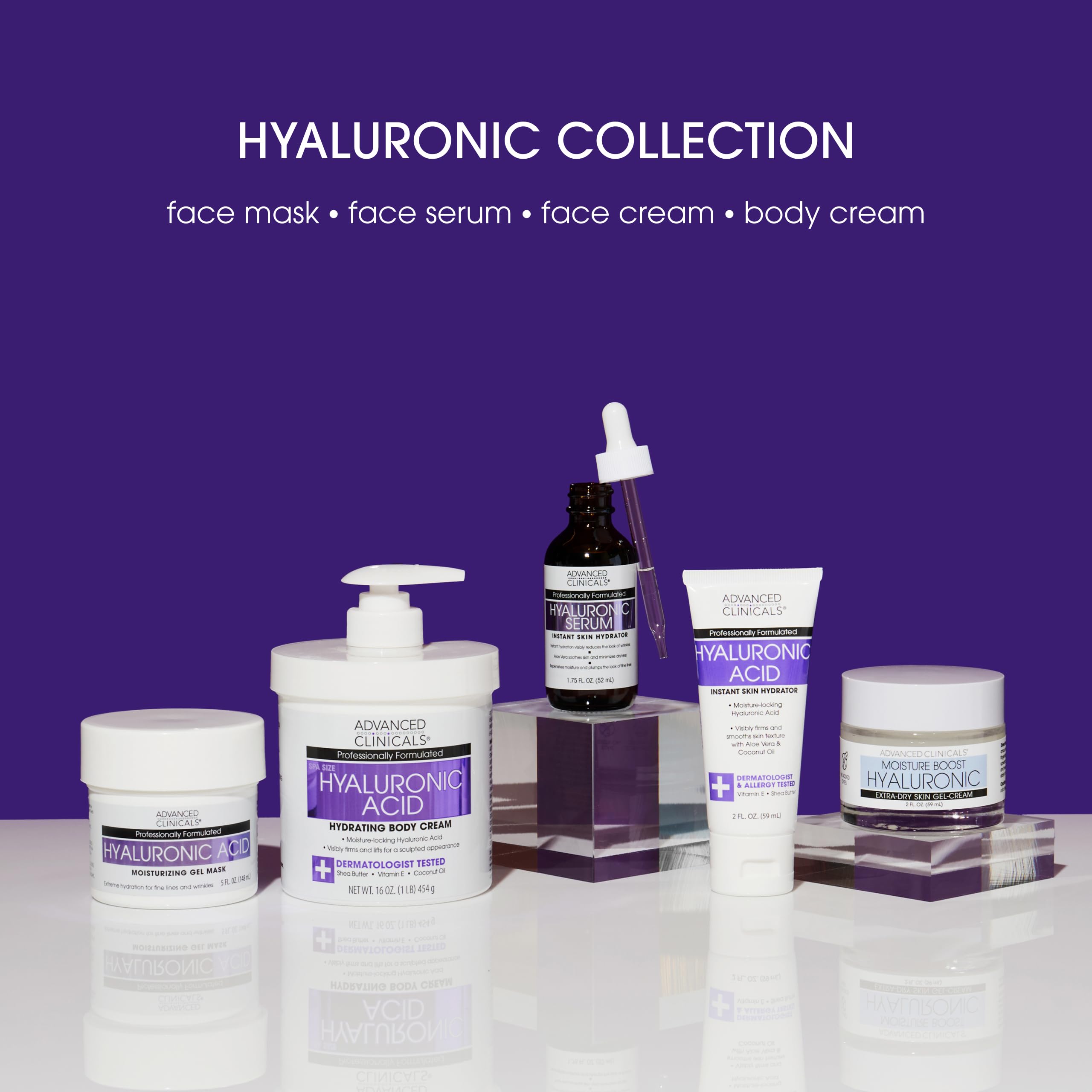 Advanced Clinicals hyaluronic acid serum closeup-gloss captures dewy finish after use.