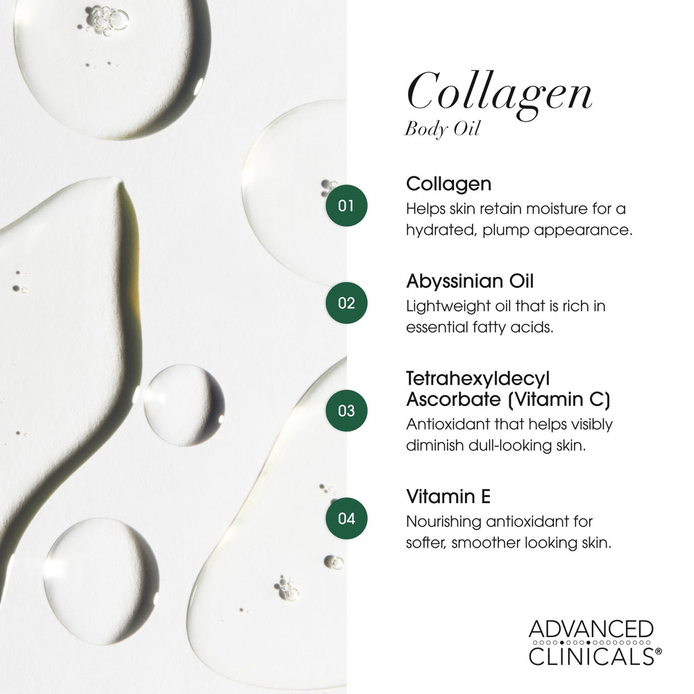 Advanced Clinicals Hydrating Collagen Oil liquid-glide for silky coverage on skin