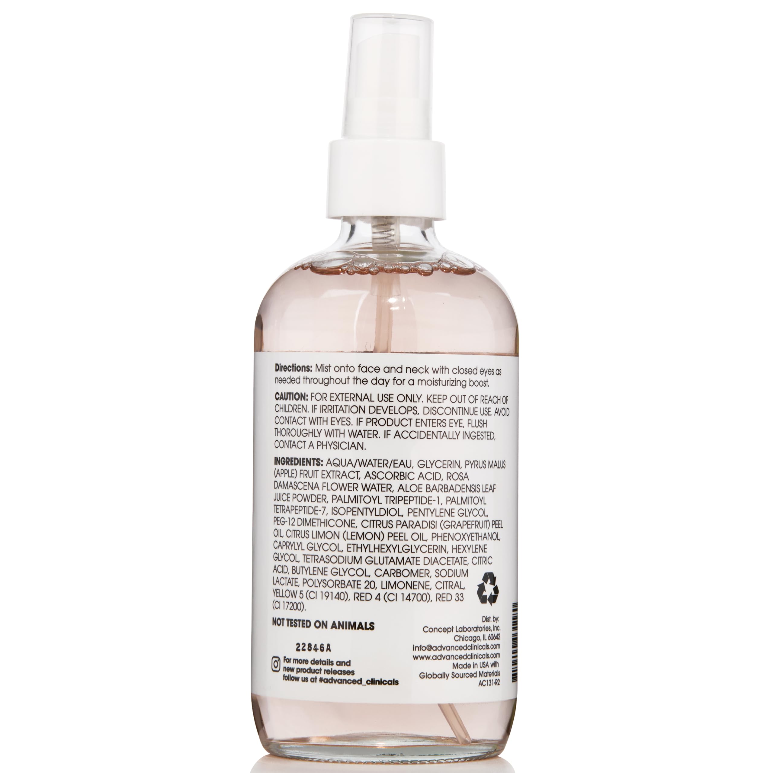 Advanced Clinicals Hydrating facial spray delivering cooling, non-greasy hydration.