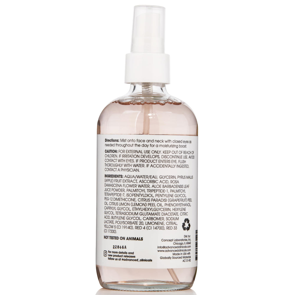 Advanced Clinicals Hydrating facial spray delivering cooling, non-greasy hydration.