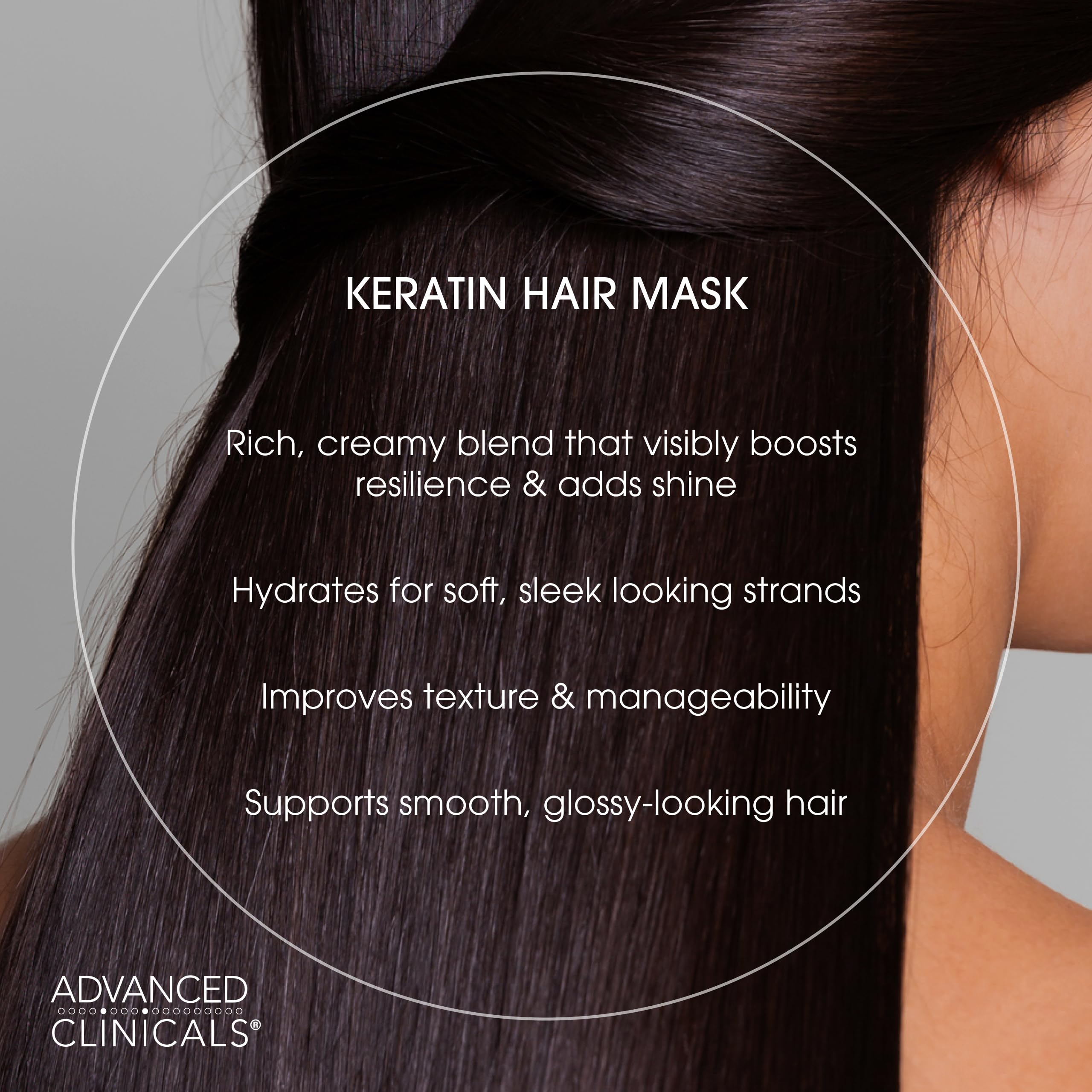 Advanced Clinicals Keratin Hair Mask application on damp hair demonstrates detangling and even moisture