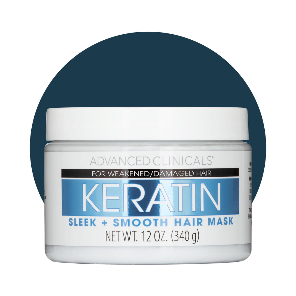 Advanced Clinicals Keratin Hair Mask jar front shows rich moisture for smoother color-treated hair