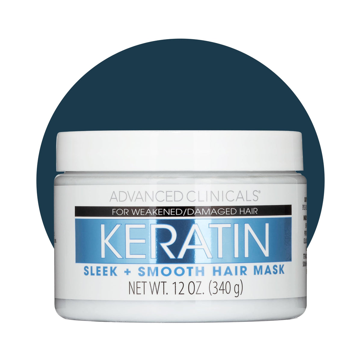Advanced Clinicals Keratin Hair Mask jar front shows rich moisture for smoother color-treated hair