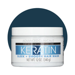 Advanced Clinicals Keratin Hair Mask jar front shows rich moisture for smoother color-treated hair