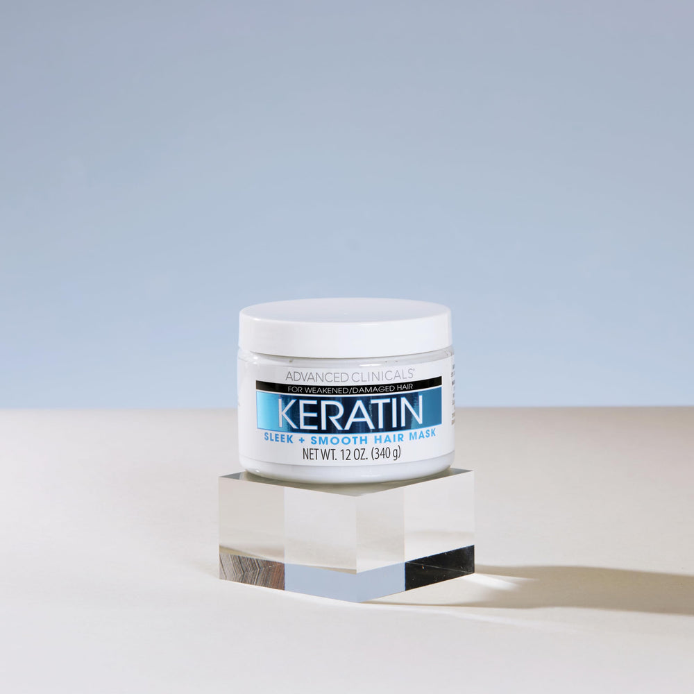 Advanced Clinicals Keratin Hair Mask weekly-use scene on shelf signals easy care routine