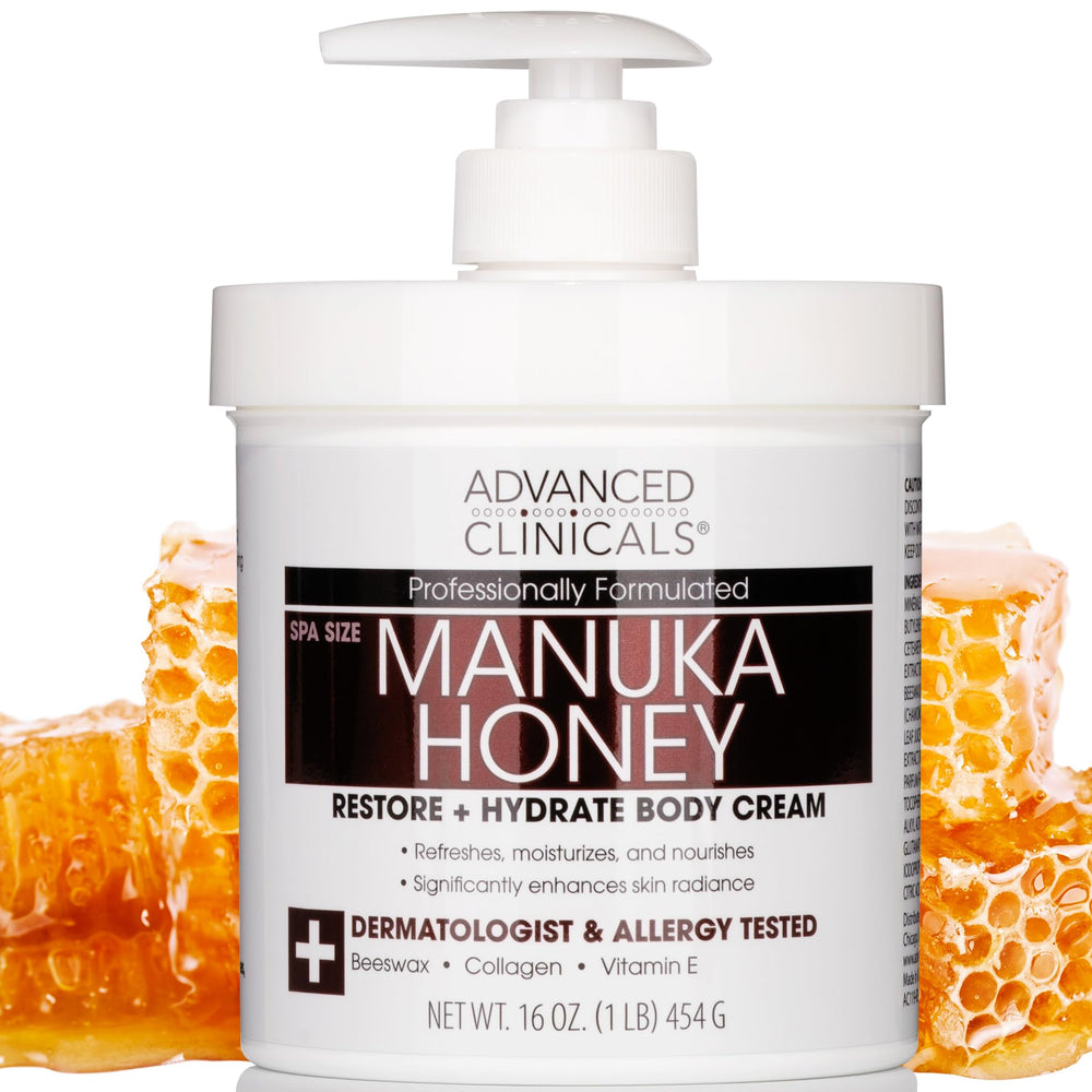 Advanced Clinicals Manuka Honey Body Cream jar closeup for rich hydration