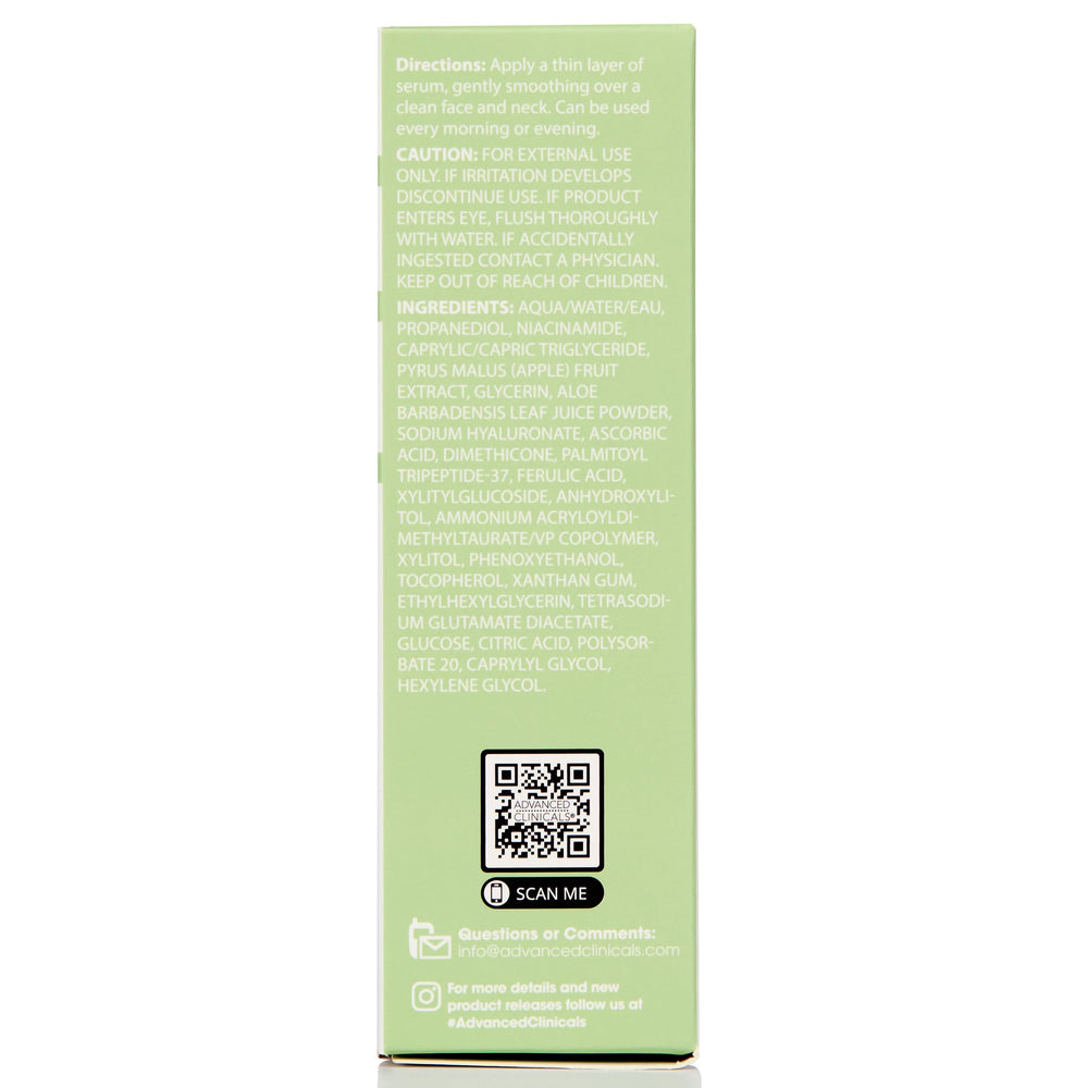 Advanced Clinicals Niacinamide Serum night routine hints at calm radiance by morning.