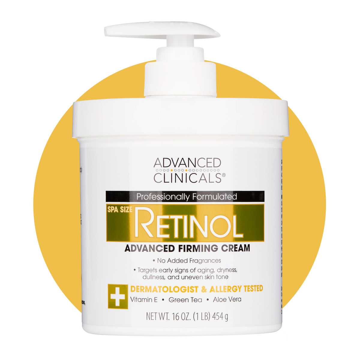 Advanced Clinicals retinol body cream bottle demonstrates hydration for smoother-looking skin