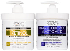 Advanced Clinicals retinol body cream bottle offers rich moisture for smoother-looking skin