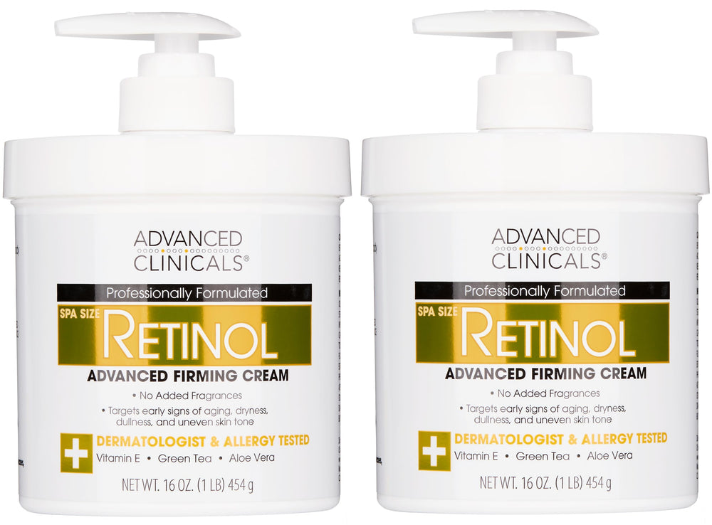 Advanced Clinicals retinol body cream jar shows rich texture for firmer-looking skin