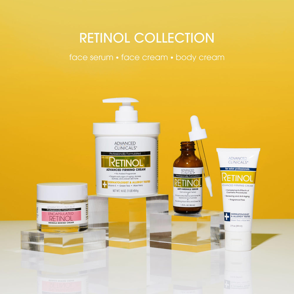 Advanced Clinicals retinol body cream packaging communicates premium skincare experience