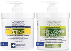 Advanced Clinicals retinol body cream pump closeup shows smoothing texture and hydration