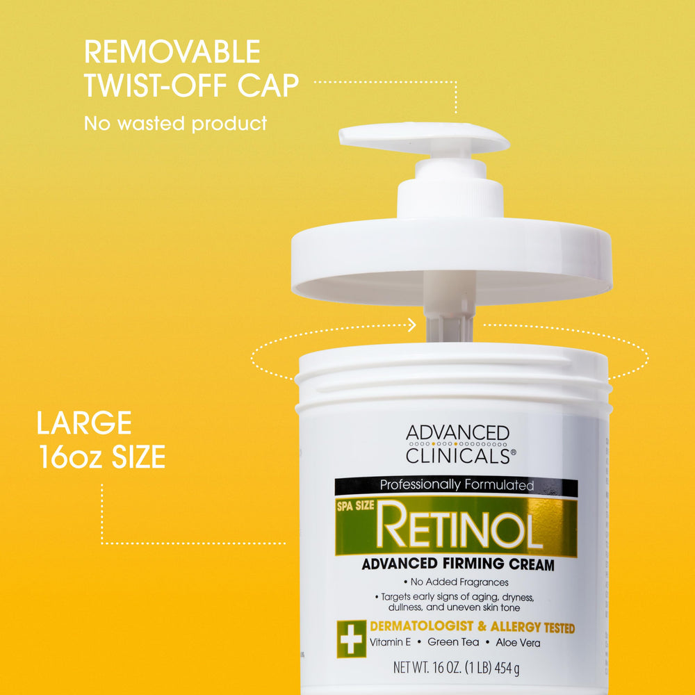 Advanced Clinicals retinol body cream texture close-up for smoothing skin.