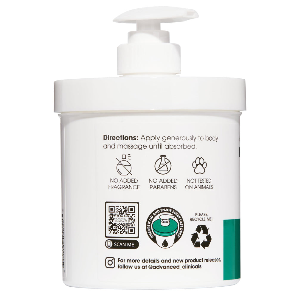 Advanced Clinicals Retinol Body Lotion close-up jar highlighting rich, non-greasy texture