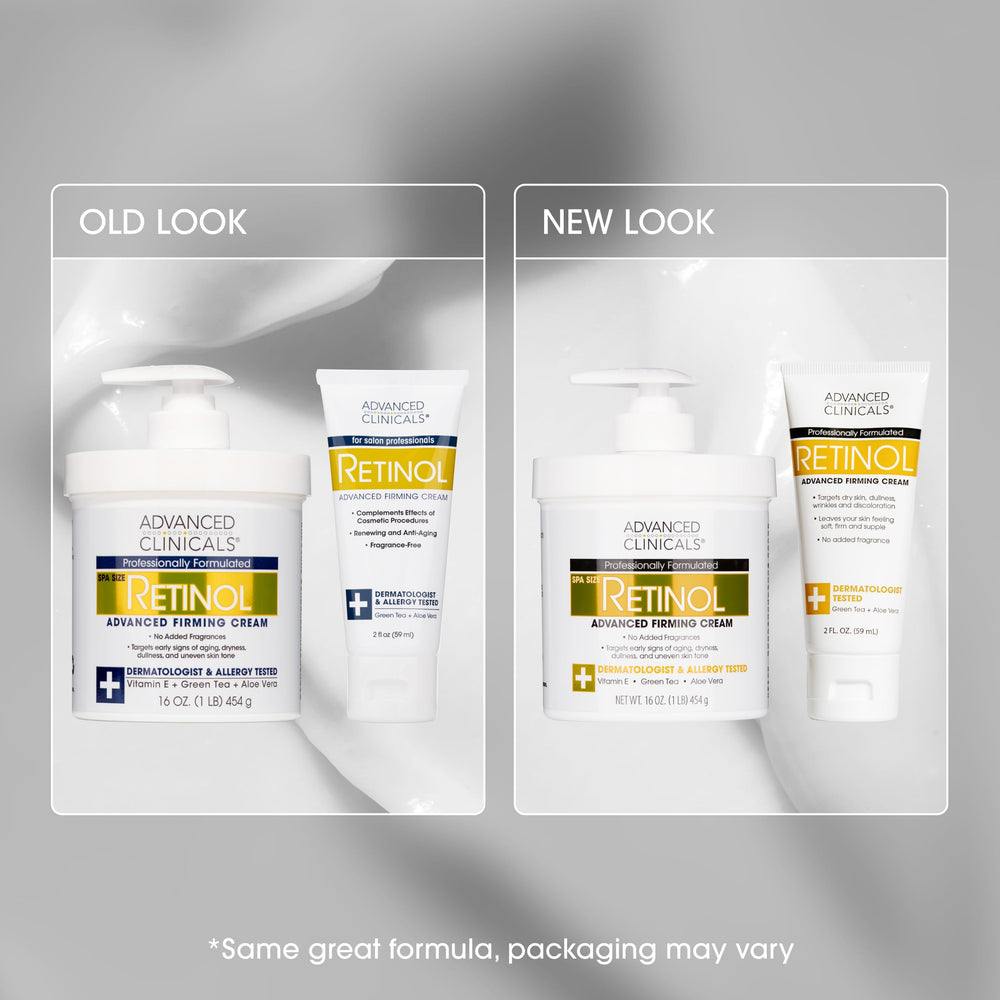 Advanced Clinicals retinol body lotion travel-size option fits on-the-go skincare routines.