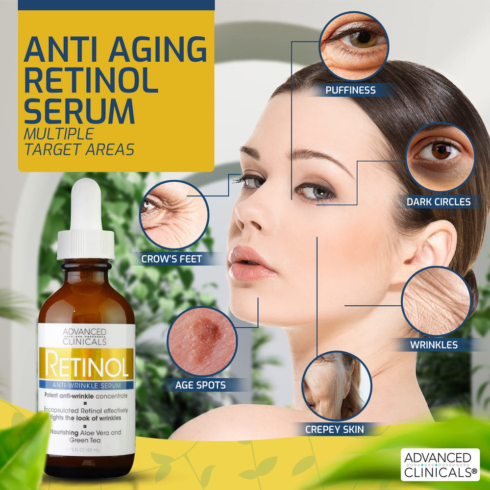 Advanced Clinicals retinol serum bottle pump for daily hydration and smoother-looking skin
