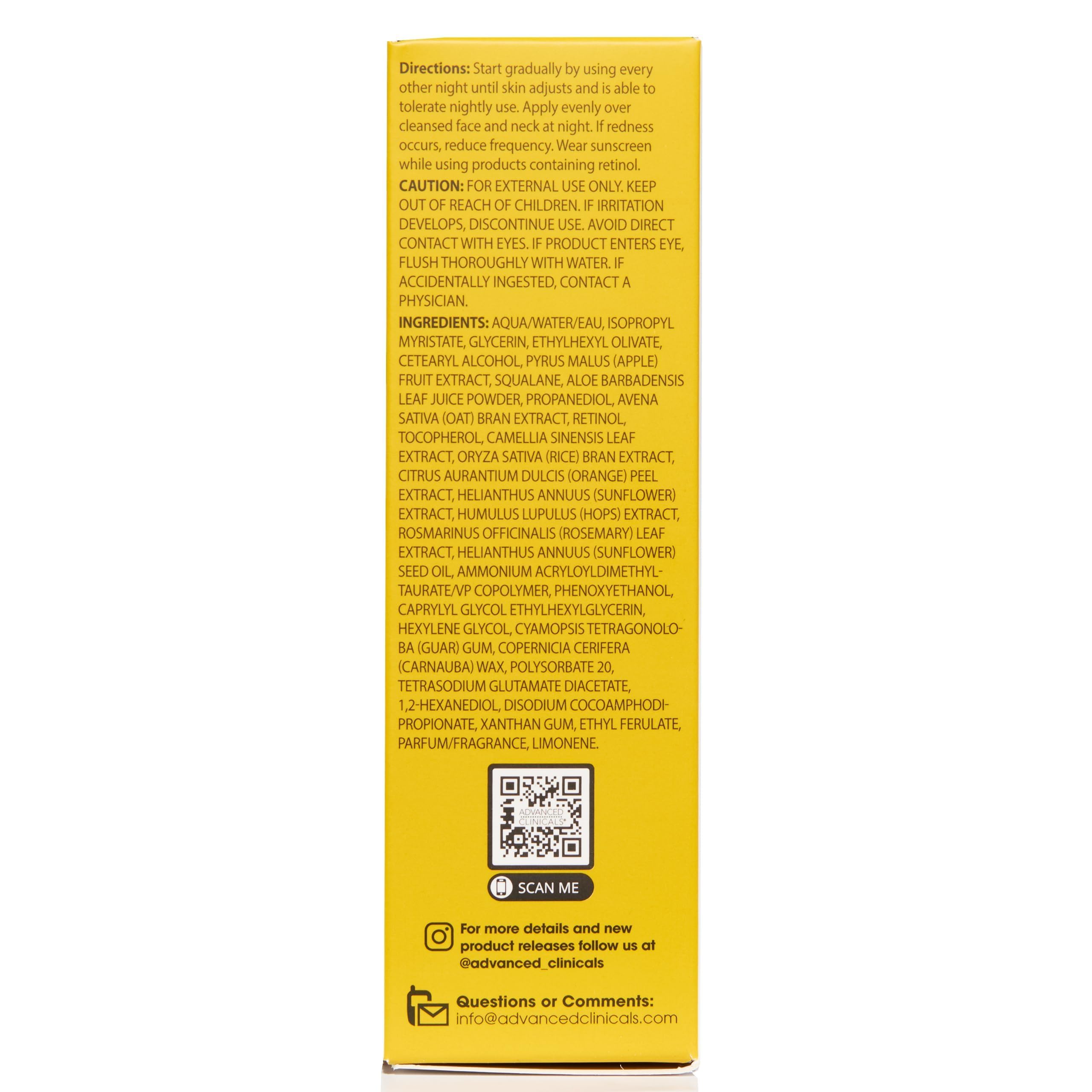 Advanced Clinicals Retinol Serum for Face sealed jar with glass dropper conveys premium quality and care.