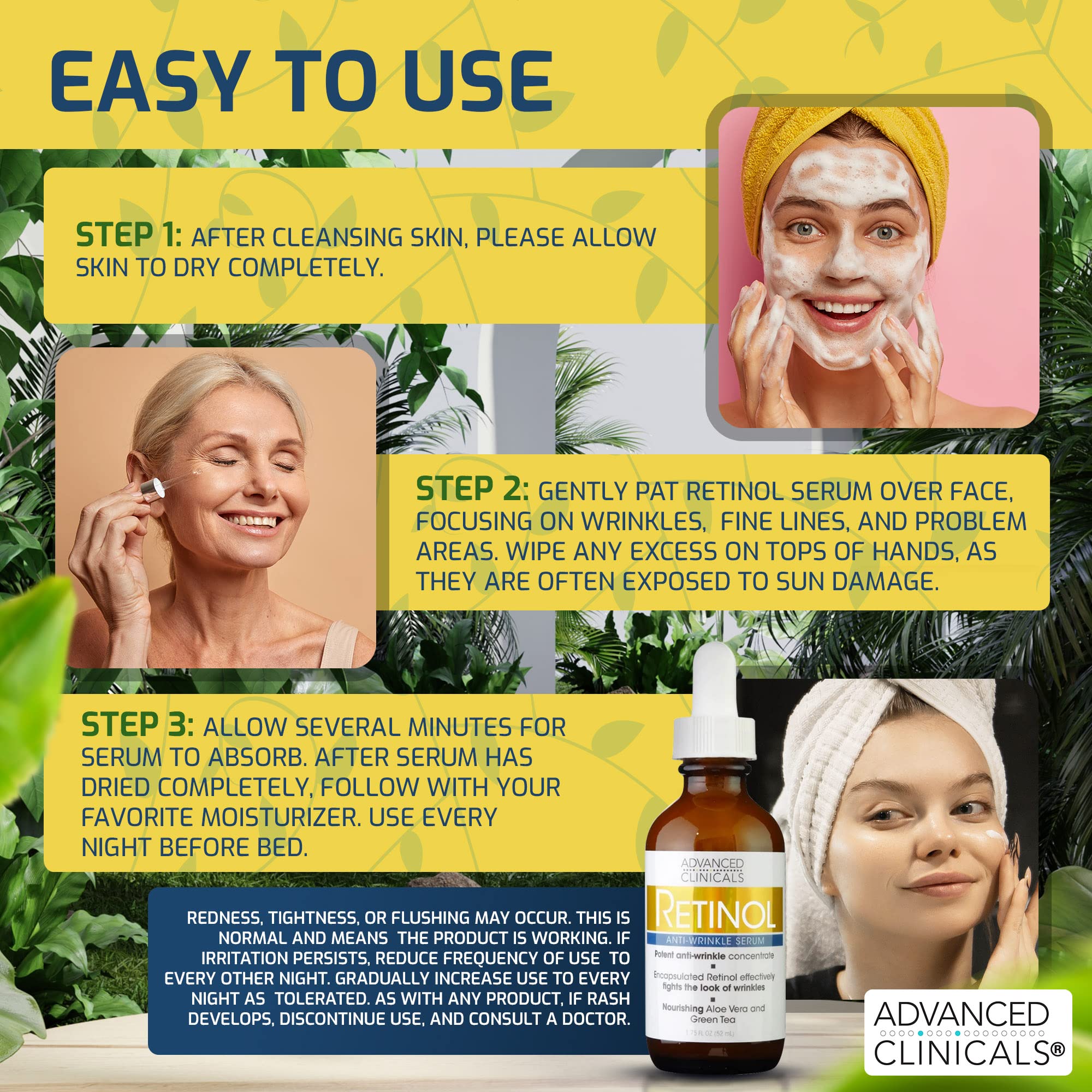 Advanced Clinicals retinol set delivers silky finish on skin after use
