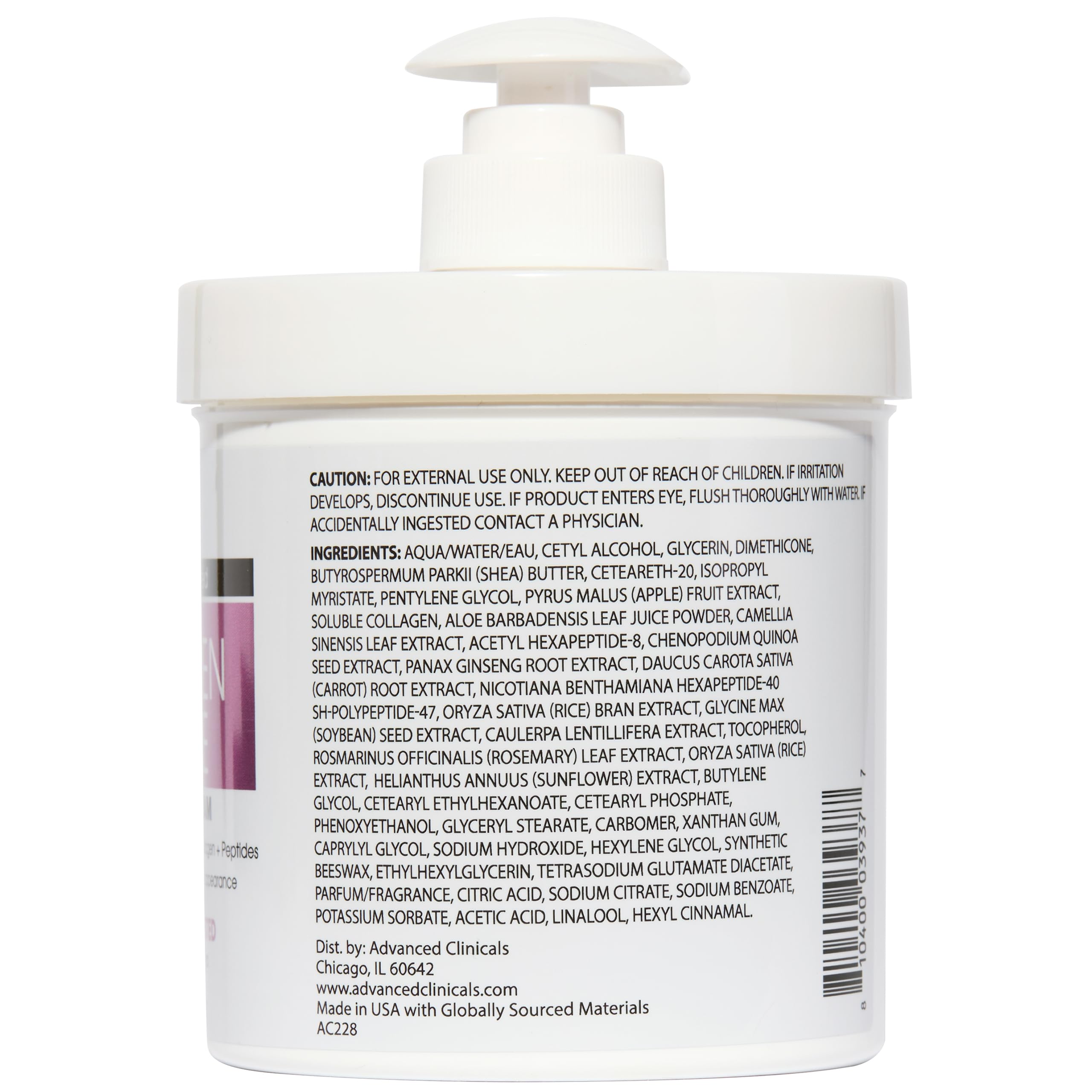 Advanced Clinicals routine display with 2PC set for daily moisturization.