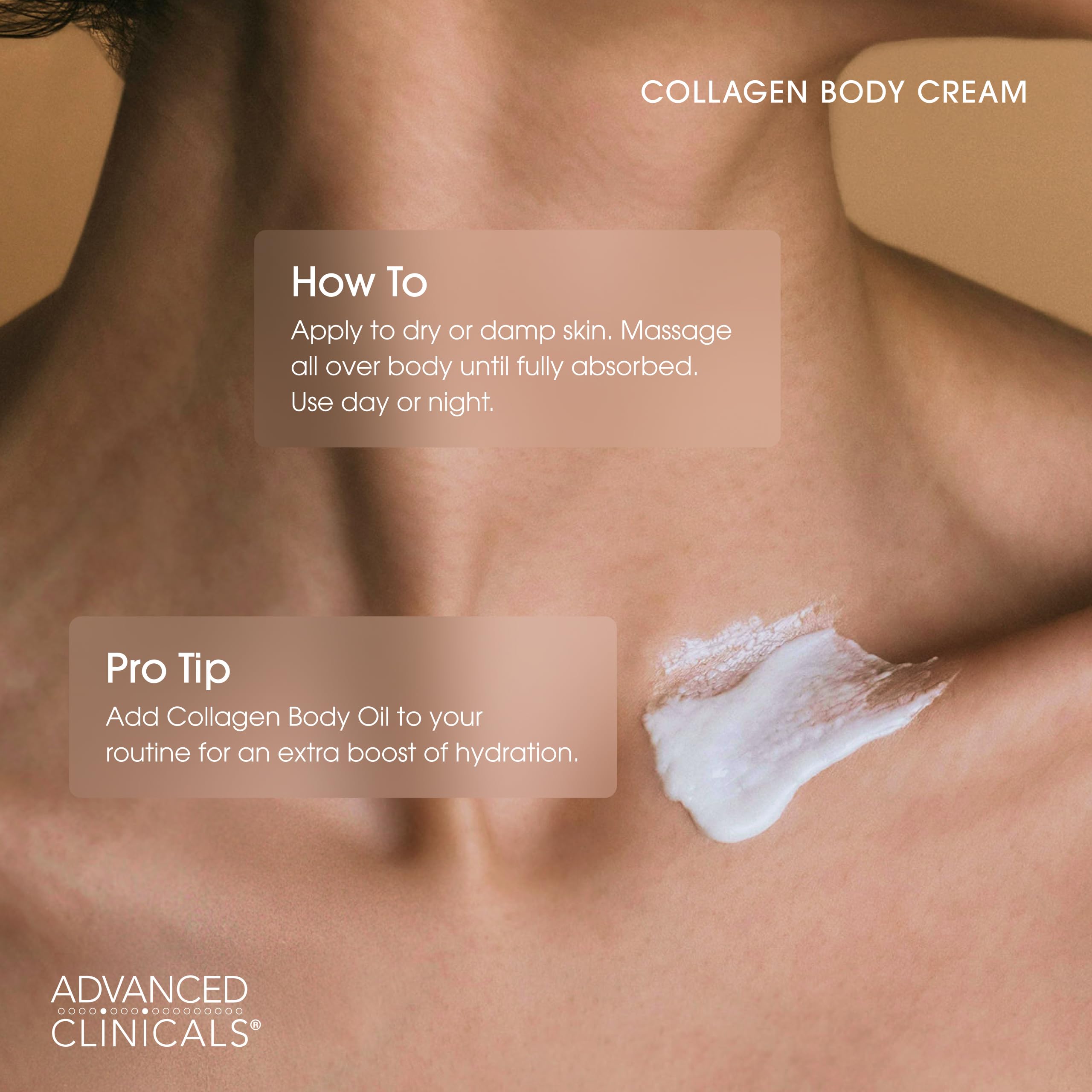 Advanced Clinicals soft-skin-finish image illustrates non-greasy velvety moisture on skin