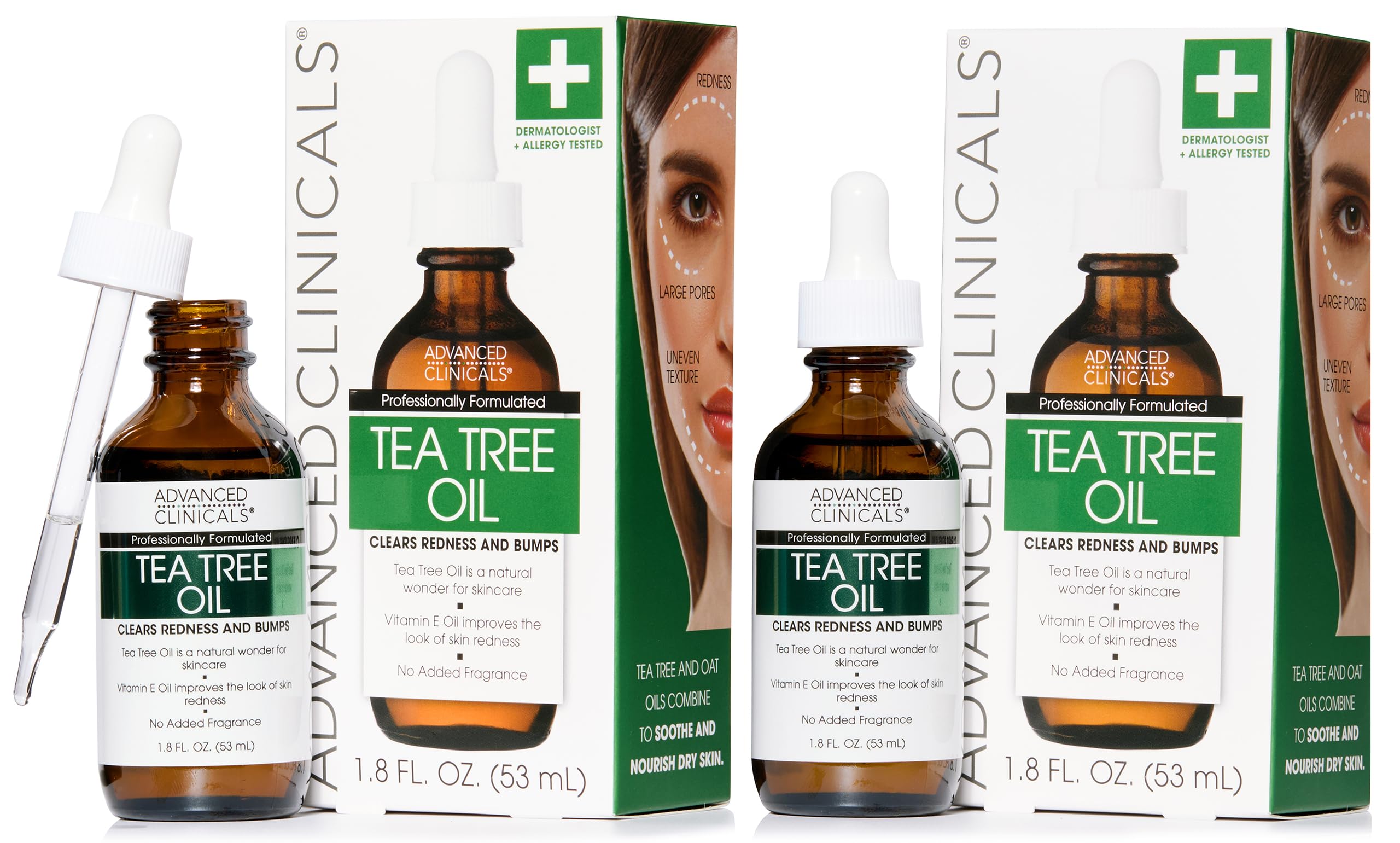 Advanced Clinicals Tea Tree Oil Serum bottle shows sleek packaging for easy daily use.