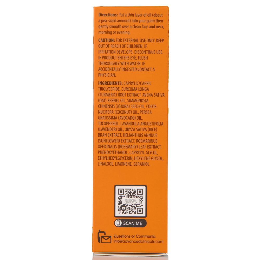 Advanced Clinicals Turmeric Oil Serum on vanity mirror for radiant glow