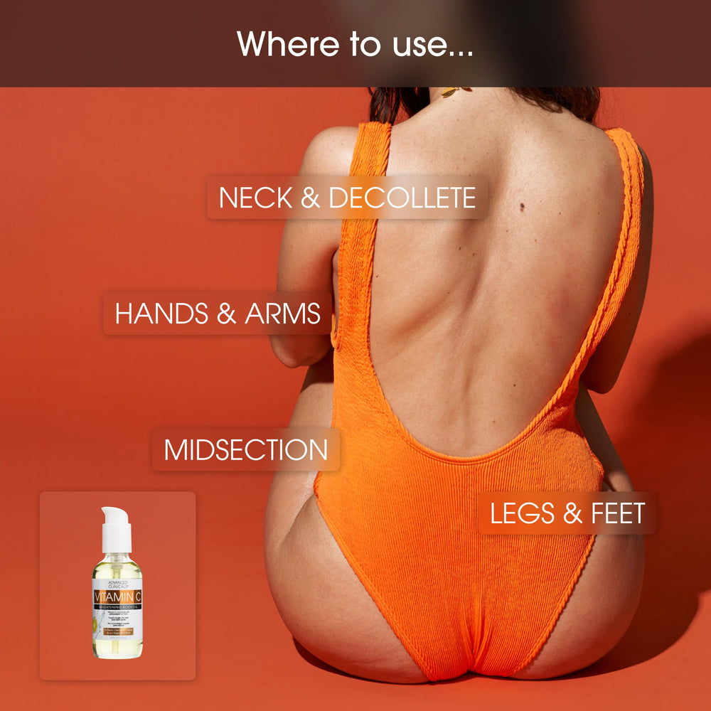 Advanced Clinicals Vitamin C Oil on skin promoting a soft, even look.